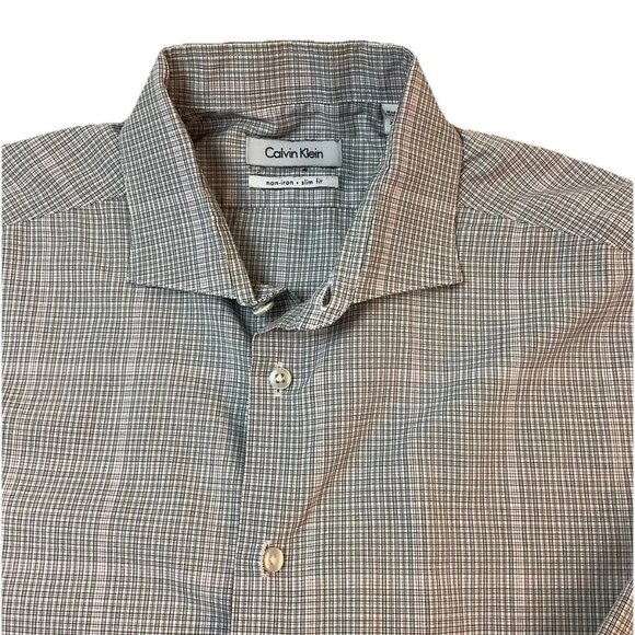 Calvin Klein Long Sleeve Button Up Slim Fit Shirt Mens Size 16-34/35 Cotton - Picture 4 of 7